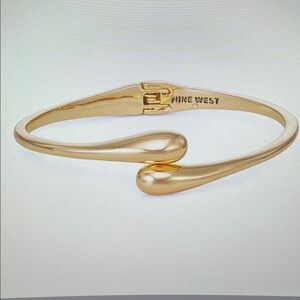 Nine West Gold Tone Open Hinge Cuff Bracelet NWOT